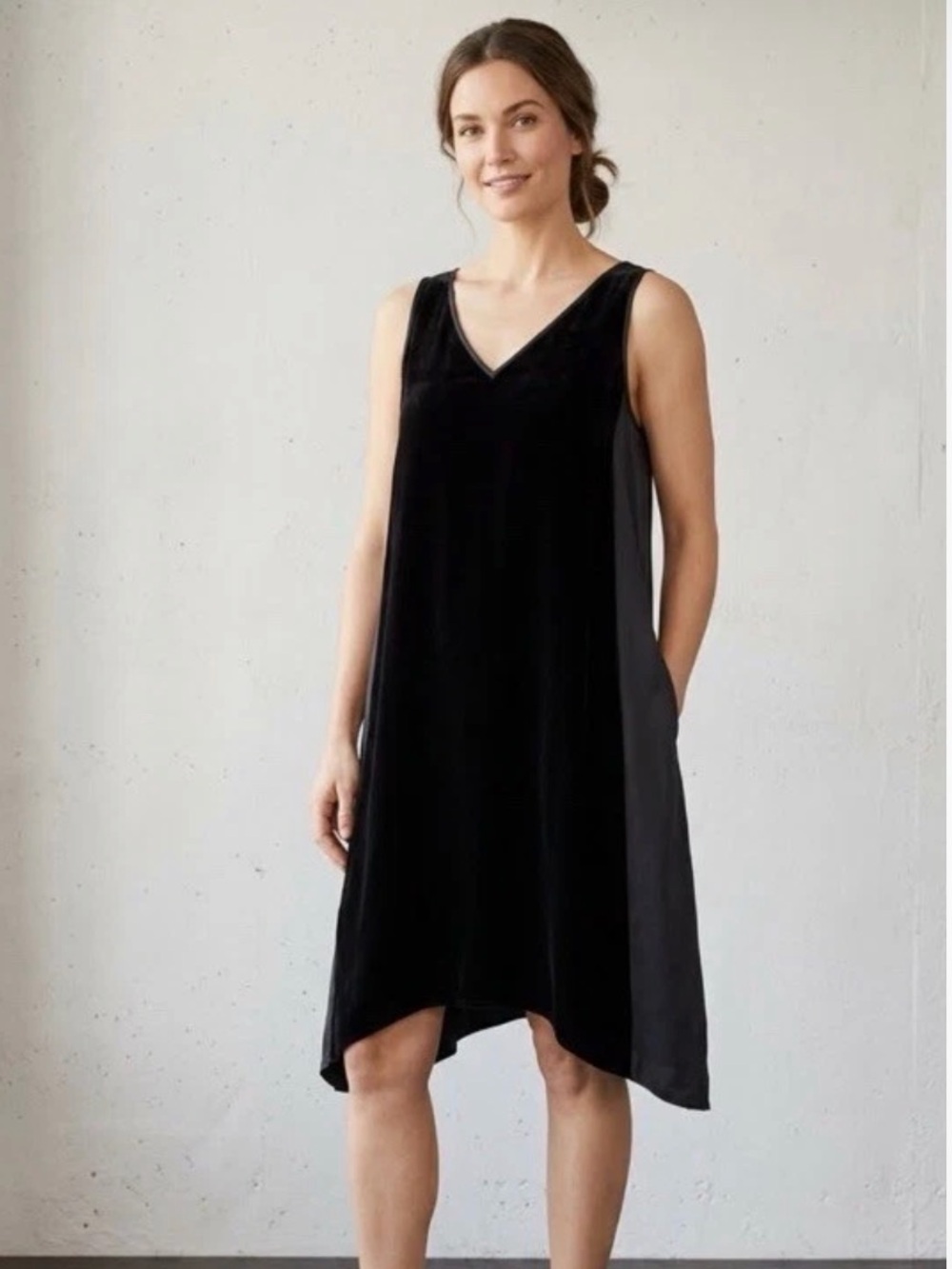 Eileen Fisher Black Velvet Slip Chemise